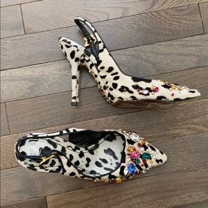 Pony hair jeweled dolce & gabbana slingback pumps